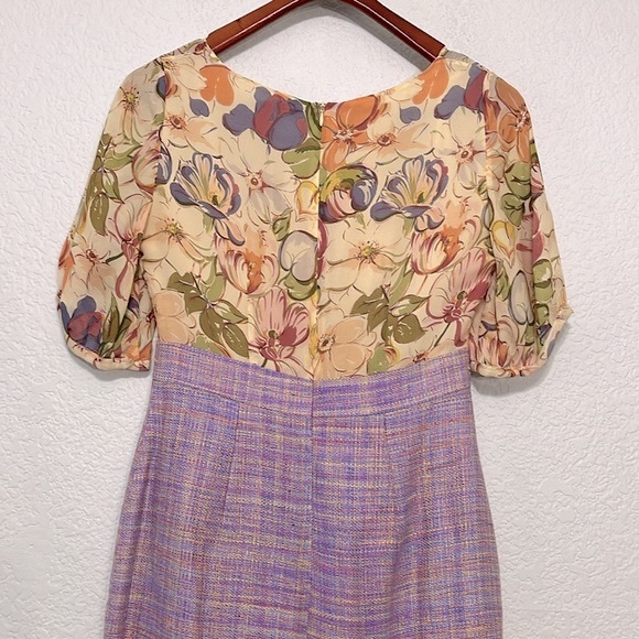 Kay Unger Vintage Silk Floral Tweed Pinup Dress - Picture 8 of 16